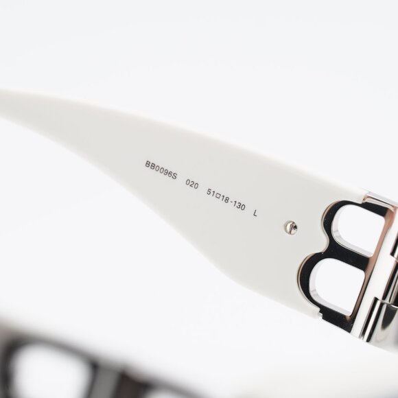 Balenciaga BB0096S 020 Sunglasses Ivory/Silver Rectangle Frame, Grey Lenses main image 6